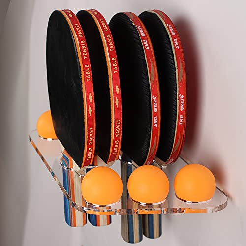 Ping Pong Paddle Storage Rack Table Tennis Racket Display Wall Mounted Holder ，for Storage Balls and Paddles，Balls Storage in Bar Room, Game Room, Garage, Home