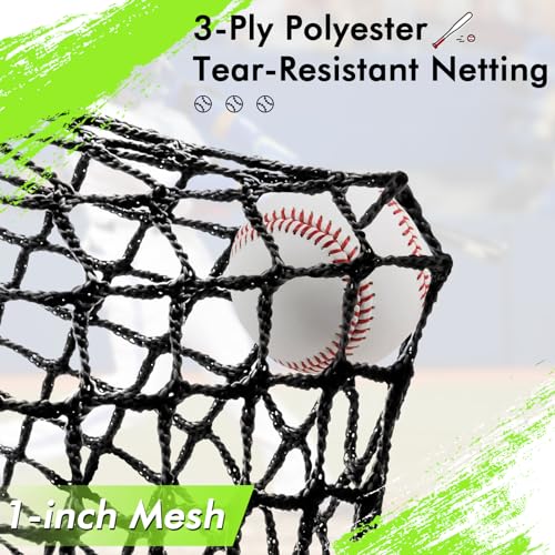 Baseball Batting Cage for Backyard, Softball Cage Batting Net Portable with Carrying Bag Detachable Door with Hitting Target for Batting Training Pitching Practice - size: 22 ft