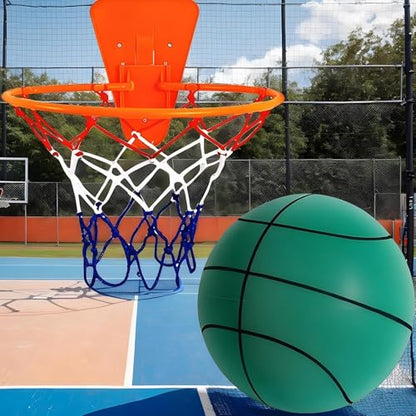 Silent Basketball Hoop and Ball, 18cm Wall Mounted Basketball Hoop Indoor, Noiseless Foam Elastic Sponge Ball WithHoop, SilentBall Professional Indoor BasketballFrame - color: Green