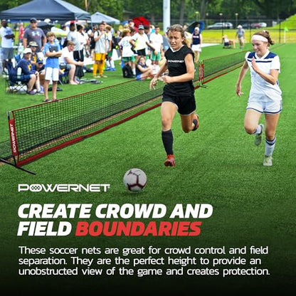 PowerNet Soccer Tennis Net, Portable Instant, Indoor Outdoor, Metal Collapsible Base Weighted, Durable Vertical Bow Posts, Quick Setup Easy Folding Storage, 1 Net + 1 Carrying Bag - size: 12 ft x 3 ft