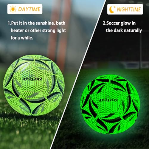 Light Up Soccer Ball,Glow in The Dark Soccer Ball Size 4/5 with Pump,Glowing Luminious Soccer Balls for Day&Night Games and Training Gifts for Men Youth and Adult Night Games - size: Size 4