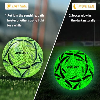 Light Up Soccer Ball,Glow in The Dark Soccer Ball Size 4/5 with Pump,Glowing Luminious Soccer Balls for Day&Night Games and Training Gifts for Men Youth and Adult Night Games - size: Size 4