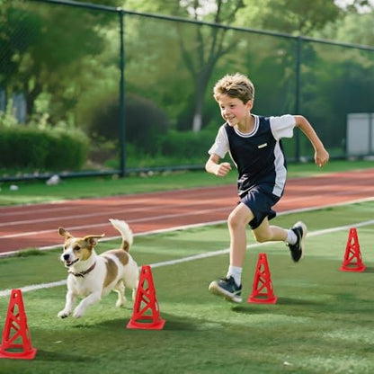 24 Pack Soccer Cones, 9 Inch Agility Cones for Soccer, Football, Basketball, Cones for Sports Training, Speed & Agility Drills, Field Marking Equipment