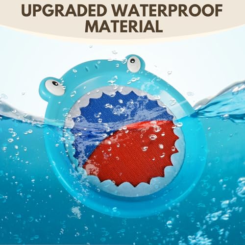 Waterproof Toss and Catch Ball Set, Shark Toss and Catch Game with 2 Catch Paddles & 2 Soft Water Balls, Outdoor Toy for Pool, Beach, Backyard & Bath, for Kids Ages 3-8