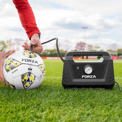 FORZA Electric Ball Pump [230V] – Sports Ball Pump for Fast Inflation – Triple Pressure Gauge [PSI, KPA, & BAR] – EU Plug with UK Adapter