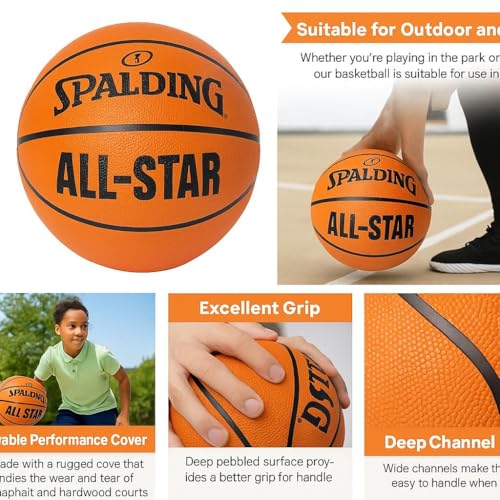 Outdoor Basketball, All-star Official Size Basketball Ball – Indoor Outdoor Basketball with Deep Grip Channels – Durable Basketball for Training, Practice, Adults & Teens