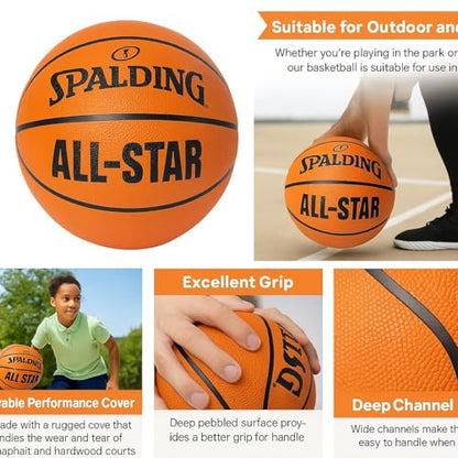 Outdoor Basketball, All-star Official Size Basketball Ball – Indoor Outdoor Basketball with Deep Grip Channels – Durable Basketball for Training, Practice, Adults & Teens