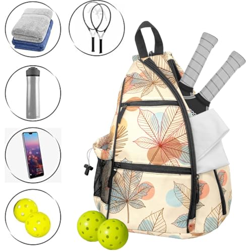 Pickleball Bag Fall Maple Leaves Pickle Ball Backpack for Women Men Premium Lightweight Crossbody Sling Bag Sports Backpack for Pickleball Paddle Tennis - color: Fall Maple Leaves