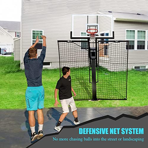 KATOP Heavy Duty Basketball Yard Guard Defensive Net System 12FT x 10FT, UV-Resistant Basketball Barrier Net - style: 6"x8"or 8"x12" pole