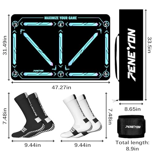 Soccer Training Equipment,Soccer Training Mat Improve Strength,Agility and Coordination,Anti-Slip Silent Absorption Soccer Footwork Training Mat,Soccer Trainer for Indoor/Outdoor Drills