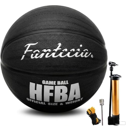 Rubber Basketball Size 7, Indoor Outdoor Basketball for Men Women Adult, High Bounce Training Basketball for Competitions and Recreational Play