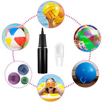 Skylety 13 Pcs Black Exercise Ball Hand Pump Set Fitness Yoga Ball Inflator Pump with 2 Pieces Plug Removers and 10 Pieces Air Plugs Pin Air Stoppers Adapter Kit