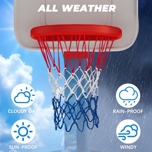 Basketball Net Compatible with Little Tikes,Professional Heavy Duty Basketball Net Replacement,Suitable for Outdoor Standard Basketball Hoop,White-Red-Blue