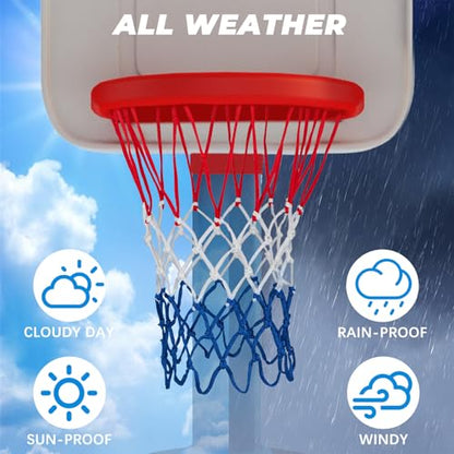 Basketball Net Compatible with Little Tikes,Professional Heavy Duty Basketball Net Replacement,Suitable for Outdoor Standard Basketball Hoop,White-Red-Blue