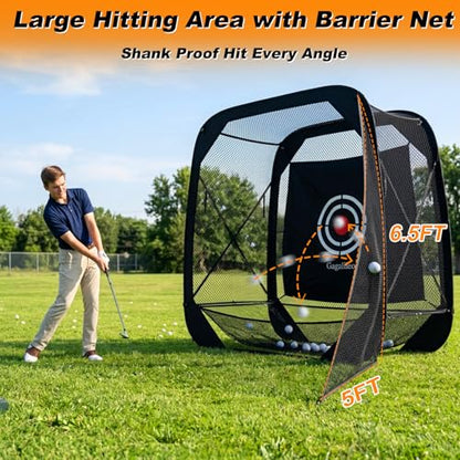 Gagalileo Pop Up Golf Practice Net: 7X7X4FT Hitting Cage with Target Portable Backyard Garage Training for Driving Chipping Swing Beginners & Golf Enthusiasts