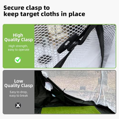 Golf Net - Upgraded All-in-One 10x7ft Golf Practice Net with 5 Real Balls, Tri-Turf Mat and Portable Bag, Durable Hitting Nets for Backyard Driving Swing Outdoor