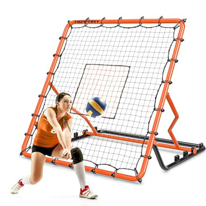 Baseball Rebounder Net, 4x4.5 FT Baseball & Softball Pitch Back Rebounder with 4 Adjust Angles, Volleyball Training Equipment for Baseball,Lacrosse,Soccer, Backyard Pitching Fielding Catching Practice - color: Orange