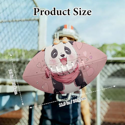 American Football, Official Size 11.9 x 7.3 Inch, Premium Composite Leather High-Grip Ball with Pro-Style Lacing, Unique Prints for Training, Games & Gifts - color: Panda Pink