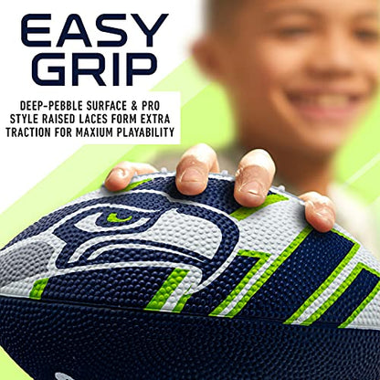 Franklin Sports NFL Team Footballs - Rubber Youth Mini Balls for All Teams - Kids 8.5" Football + Air Pump Sets - Official NFL Licensed - style: Seattle Seahawks