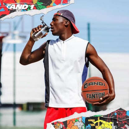 AND1 Fantom Rubber Basketball: Official Regulation Size 7 (29.5 inches) - Deep Channel Construction Streetball, Made for Indoor Outdoor Basketball Games