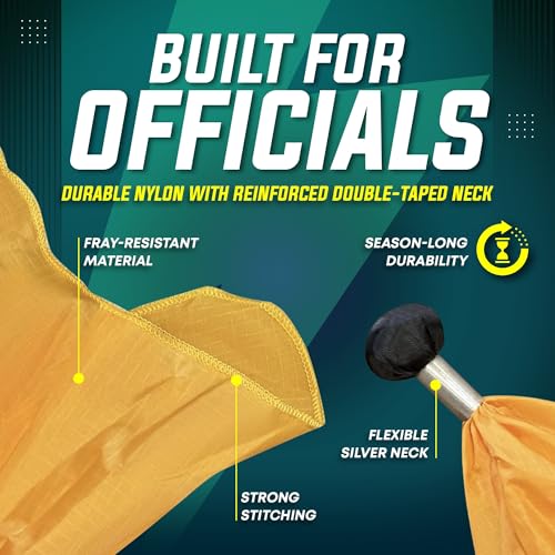 TEYS Professional Weighted Referee Flags - Yellow Lacrosse Flags & Football Penalty Flags with Black Tip | Heavy-Duty Professional - Long Lasting Officiating Gear - TEYS Ref Flag
