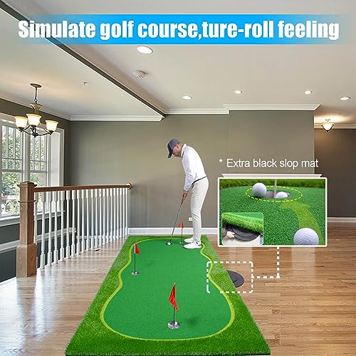 Golf Putting Green/Mat-Golf Training Mat- Professional Golf Practice Mat- Green Long Challenging Putter for Indoor/Outdoor - style: 5x12ft 3Holes