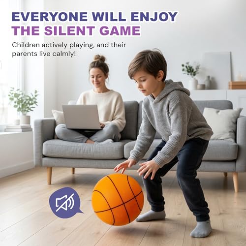 Silent Basketball Size 7 (29.5"), Indoor Quiet Foam Basketball for Dribbling Training, Noise-Free Basketball for Home, Apartment & Indoor Practice, Soft Grip Training Ball