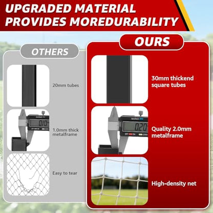 Soccer nets for Backyard, 12X6FT Soccer Net Easy Setup, Portable Soccer Goals for Backyard with Upgraded Collapsible Metal Base, Outdoor Indoor Soccer Goal Net for Practice with Carry Bag