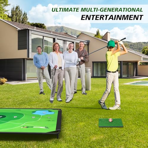 BaiYuan Golf Chipping Game Set for Dads & Junior Golfers, Indoor, Outdoor Backyard & Lawn Fun with 2 Golf Clubs, 24 Sticky Balls, Putting Mat & Carry Bag, Family Yard Target Game - size: 71"x71"