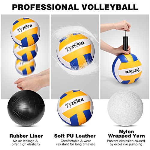 Volleyball Net Outdoor, Professional Volleyball Net for Backyard with Anti-Sag Device Adjustable Height Poles, Portable Volleyball Set with Official Volleyball, Pump, Boundary Line