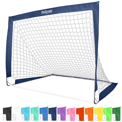 GoSports Portable Soccer Goals for Kids - 13 Color Options - Choose 4 x 3 ft or 6 x 4 ft - Team Tone Pop Up Nets for Backyard