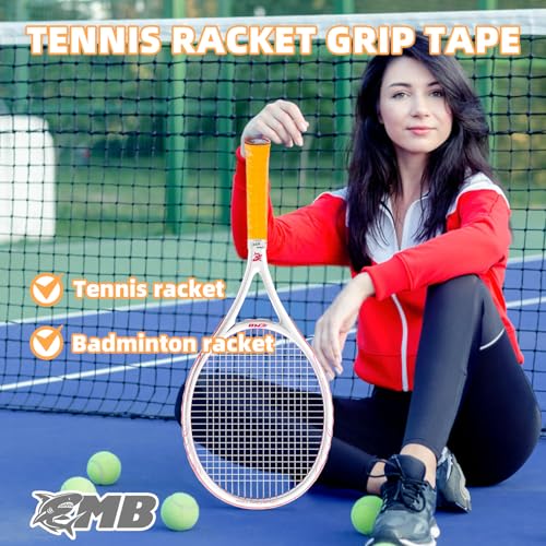 Tennis Racket Grip Tape 3 Pack, Racket Grips Soft Racquet Overgrips for Tennis, Pickleball and Badminton - Anti-Slip and Absorbent Tennis Grip Tape Set - color: Orange