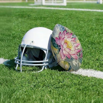 American Football, Official Size 11.9 x 7.3 Inch, Premium Composite Leather High-Grip Ball with Pro-Style Lacing, Unique Prints for Training, Games & Gifts - color: Pink Lotus