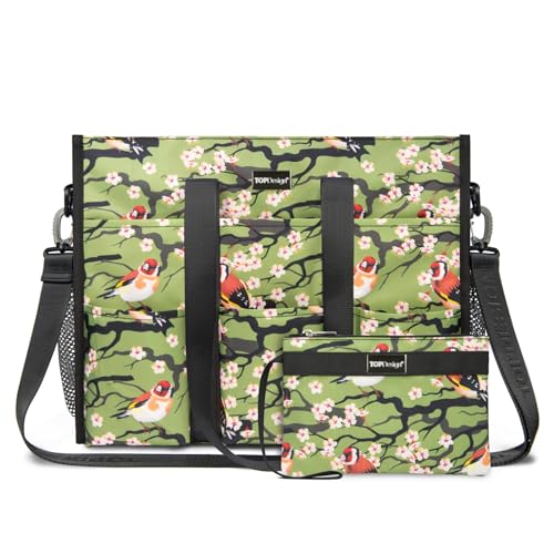 TOPDesign Utility Water Resistant Tote Bag with 22 Pockets, Top Zipper Closure & Thick Bottom Support, for Working Women - color: Bird, size: Medium
