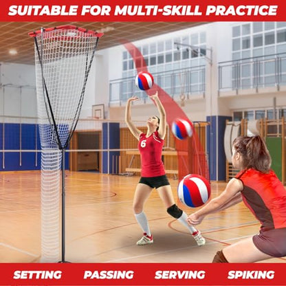 PLAYAPUT Volleyball Setter Training Net，Height & Angle Adjustable Volleyball Training Net with Metal Frame，Tripod Base for Indoor and Outdoor，Volleyball Training Equipment for Setting,Serving,Spiking