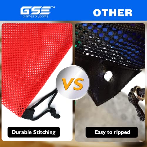 GSE Games & Sports Expert 19"x15" Red Mesh Backpack Bag. Mesh Drawstring Sports Equipment Sackpack for Gym Gear, Swimming, Toys, Baseballs/Softballs, Pickleballs - color: Red, style: 19"x15" Backpack(1-pack)