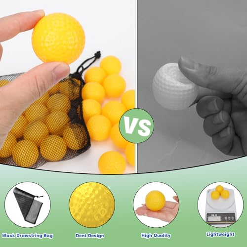 Coopay 60/120/240 Pack Practice Golf Balls, 42mm Plastic Golf Training Balls with a Drawstring Bag Hollow Sports Limited Flight for Swing Practice Driving Range Backyard Home - color: Yellow, style: 60 Pack