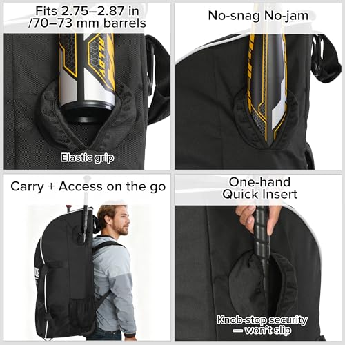 Catchers Gear Bag with Wheels, Large Rolling Baseball Equipment Bag for Helmet, Bats, Cleats, Durable Polyester for Youth and Adults, Black