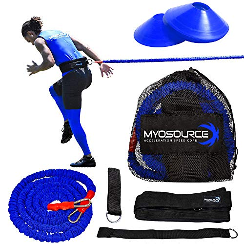 Acceleration Speed Cord Bungee Multi-Sport Resistance Training Kit - Improve Strength, Power, Agility, Vertical Jumping, Sprint Speed – 3 Waist Belt Sizes (S, M, L) Available - Kinetic Bands - size: Large (40+ inch waist)