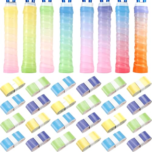 Jerify 24 Pieces Tennis Racket Grip Tape, Precut Tennis Overgrips Tape Badminton Racket Grips with Velvety Comfort for Anti Slip and Absorbent Grip - color: multicolor