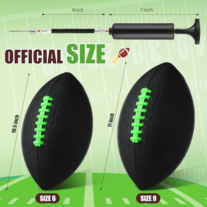 Syhood 12 Pack Composite Leather Footballs Official Size Footballs Bulk Leather Inflatable Football with Pump Regulation Highschool College Football for Training and Recreational Play - color: Black, size: Size 6