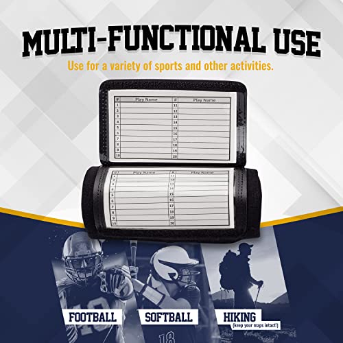GSM Brands Quarterback (QB) Play Wristband - Adult Size - Pro Football Armband Playbook - 5 Pack (Black)