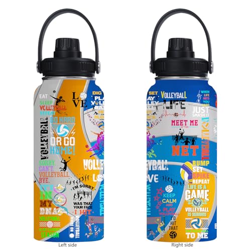 Volleyball Water Bottle 32oz Volleyball Stainless Steel Tumbler Volleyball Insulated Bottles For Men Women Volleyball Gifts For Volleyball Lover Player Fan Coach - color: Volleyball
