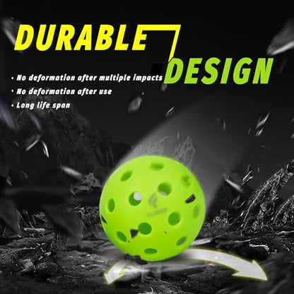 Fligon Pickleball Balls, 12-Pack, Pickleball Balls 40-Hole Outdoor Design, High Bounce, True Flight & Durability for All Skill Levels（Green）