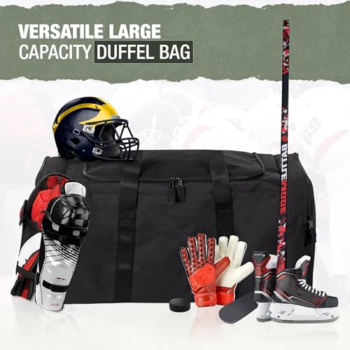 Jetstream Heavy Duty Multi Pocket Durable Sports Gym Equipment Travel Duffel Bag - color: L 32" Black, size: 32IN