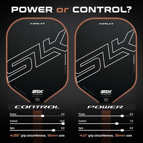 Selkirk Sport SLK Halo Raw Carbon Fiber Pickleball Paddle | Power, Pro and Control Pickleball Paddles | T700, 18K Ultraweave, Aramid Fiber LinkWeave | Designed & Controlled in USA - color: Control | Black | 2024, size: Max (All - Around Paddle)