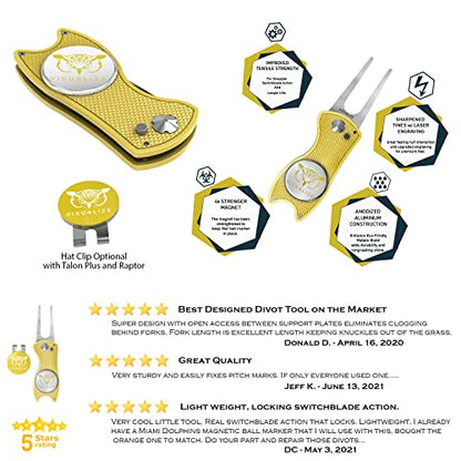 VISUALIZE Elite Switchblade Golf Divot Repair Tool Set with Ball Marker - Sturdy Anodized Aluminum - Perfect Golf Accessory Gift - color: Green