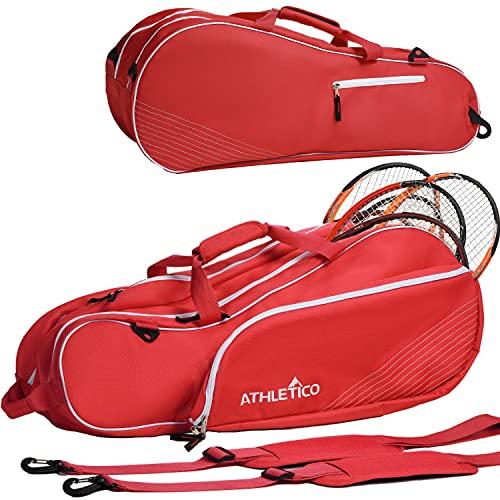 Athletico 6 Racquet Tennis Bag | Padded to Protect Rackets & Lightweight | Professional or Beginner Tennis Players | Unisex Design for Men, Women, Youth and Adults (Red)