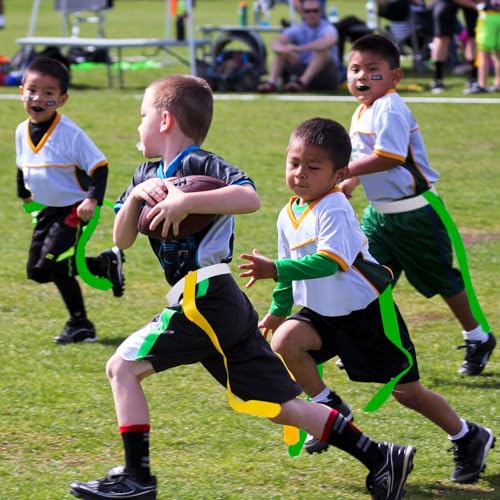 Sintege 14/28 Player Flag Football Belt Set, Adjustable Football Flag and Belts Gifts for Youth Adults Sports Training Event - color: Green