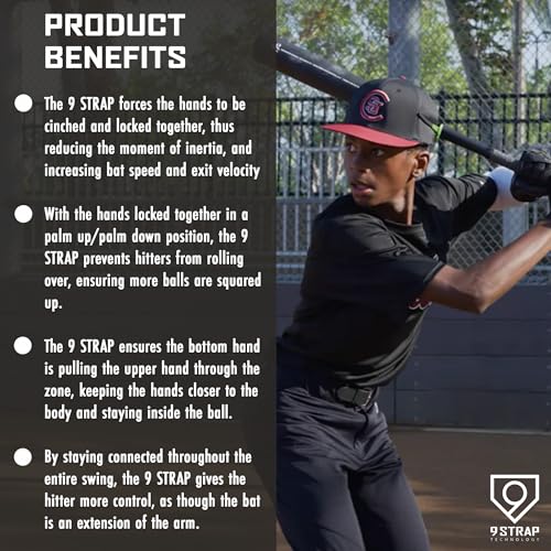 9 STRAP Baseball Grip Strap Full Hide Hitting Tool | Original Two-Handed Swing Trainer for Injury Prevention, Bat Speed & Proper Mechanics - size: Youth XXL